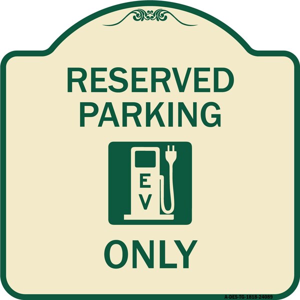 Ev W/ Electric Vehicle Charging Station Graphic Heavy-Gauge Aluminum Sign, 18" x 18", TG-1818-24089